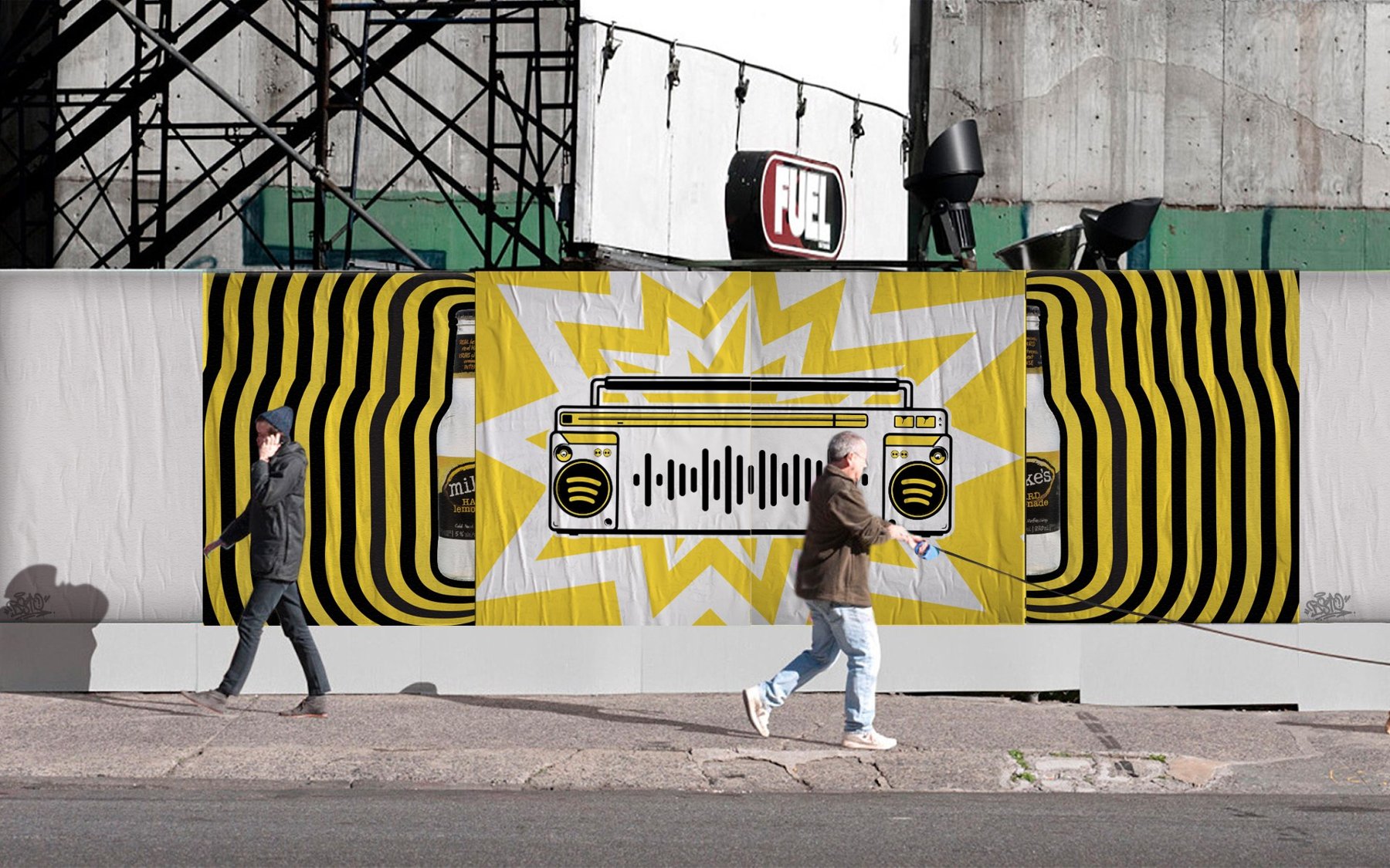 street team wild postings: a boombox with a spotify code