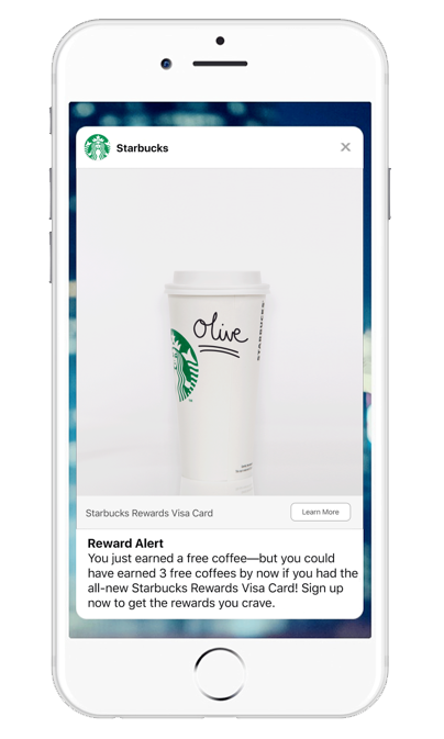 push notification: reward alert, you could have earned 3 free coffees by now